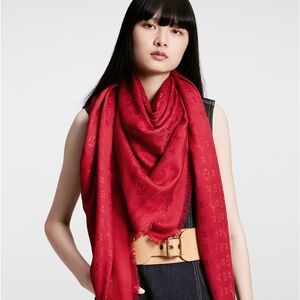 Louis Vuitton Monogram Classic Shawl Red